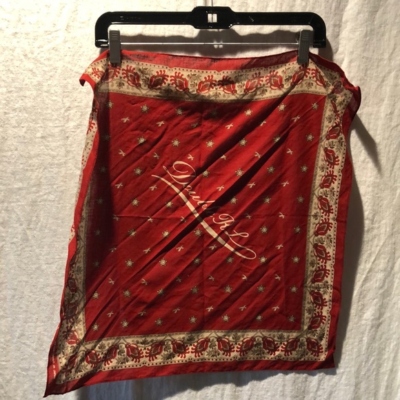 Ralph Lauren Double RL Other - Double RL Ralph Lauren red cotton hankerchief scarf pocket square red and tan